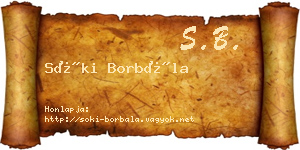 Sóki Borbála névjegykártya